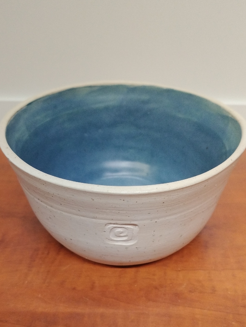 Handcrafted Ceramic Bowl in Blue and White 7" Diameter 4" Tall
